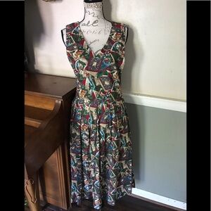 Rare Vintage Handmade Christmas Santa Bell V-neck Dress